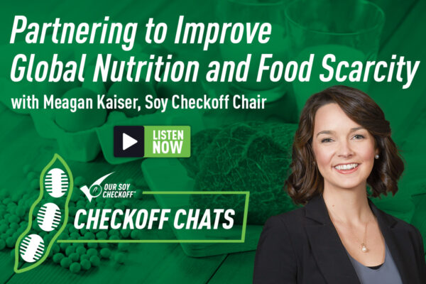 Checkoff Chats logo with a picture of USB's Chair Meagan Kaiser.